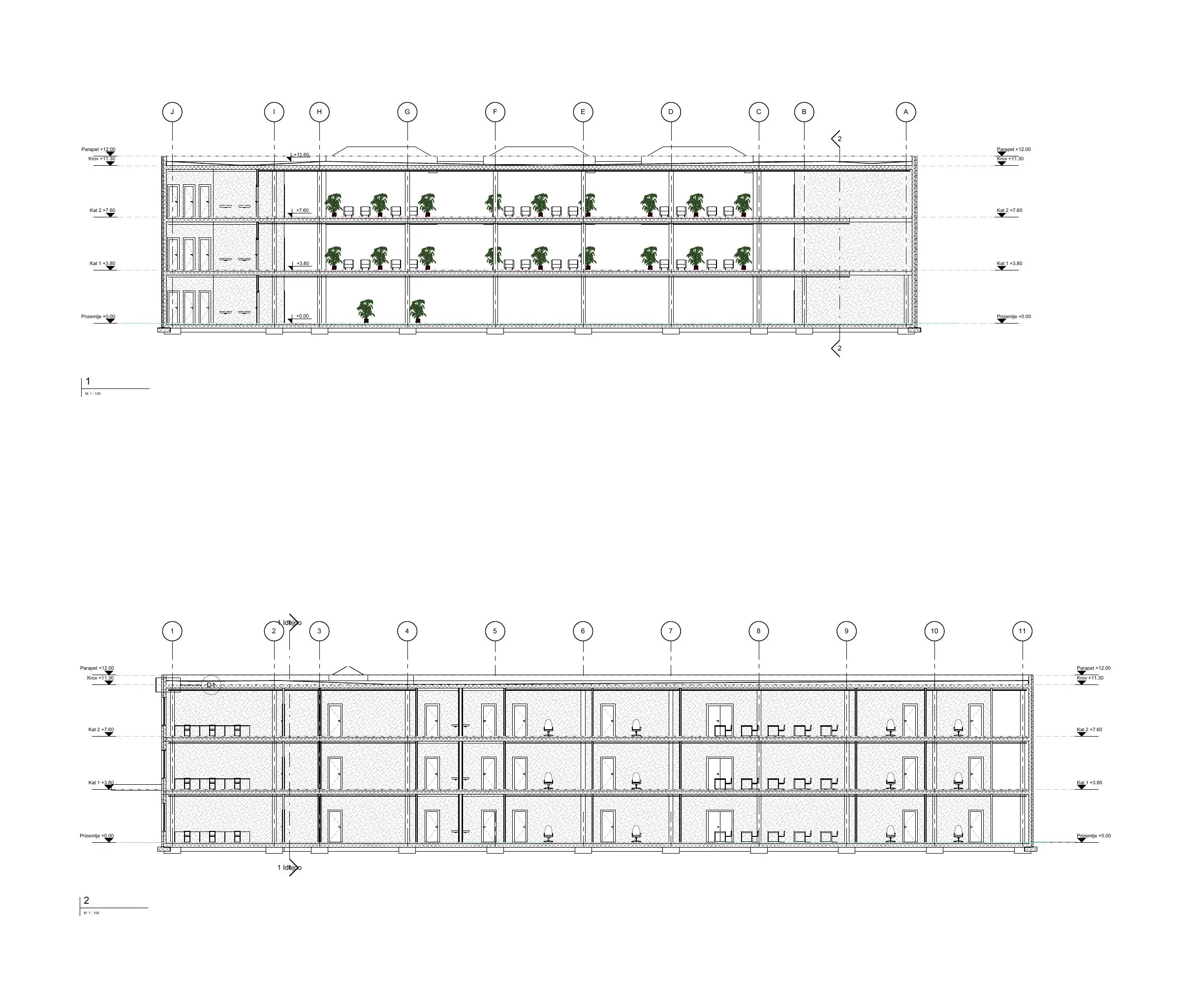 Sections through the school BIM model